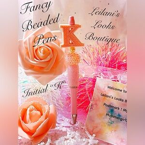 Fancy beaded pen/gifts/initial K/pink beads/
